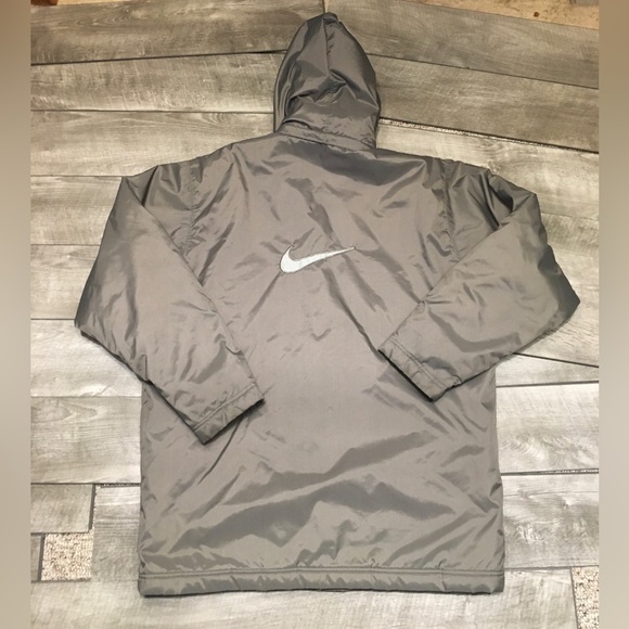 Vintage Nike Puffy Insulated Gray Hooded Full Zip Parka Coat Jacket Size Large - Picture 12 of 14